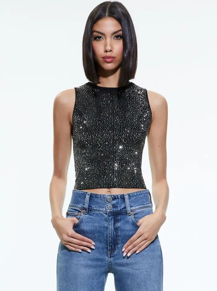 DARINA EMBELLISHED CROPPED TANK